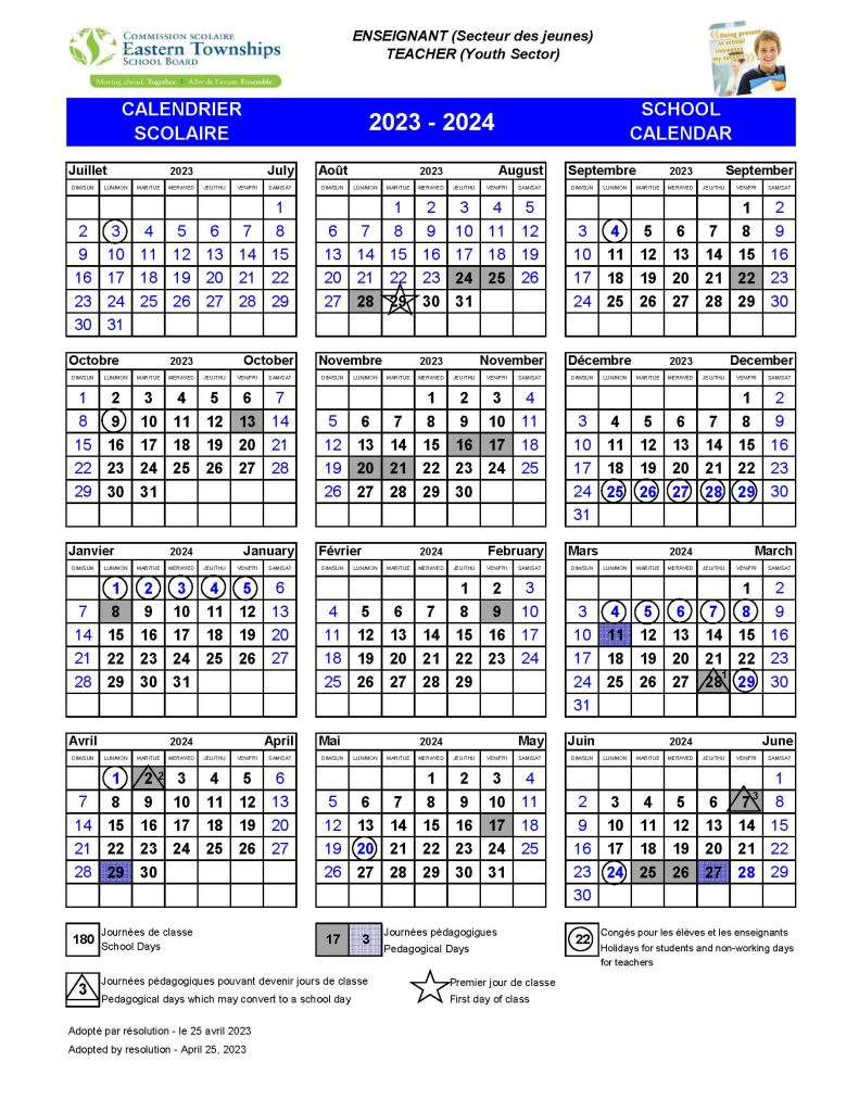 Calendar 20232024 Eastern Townships School BoardEastern Townships